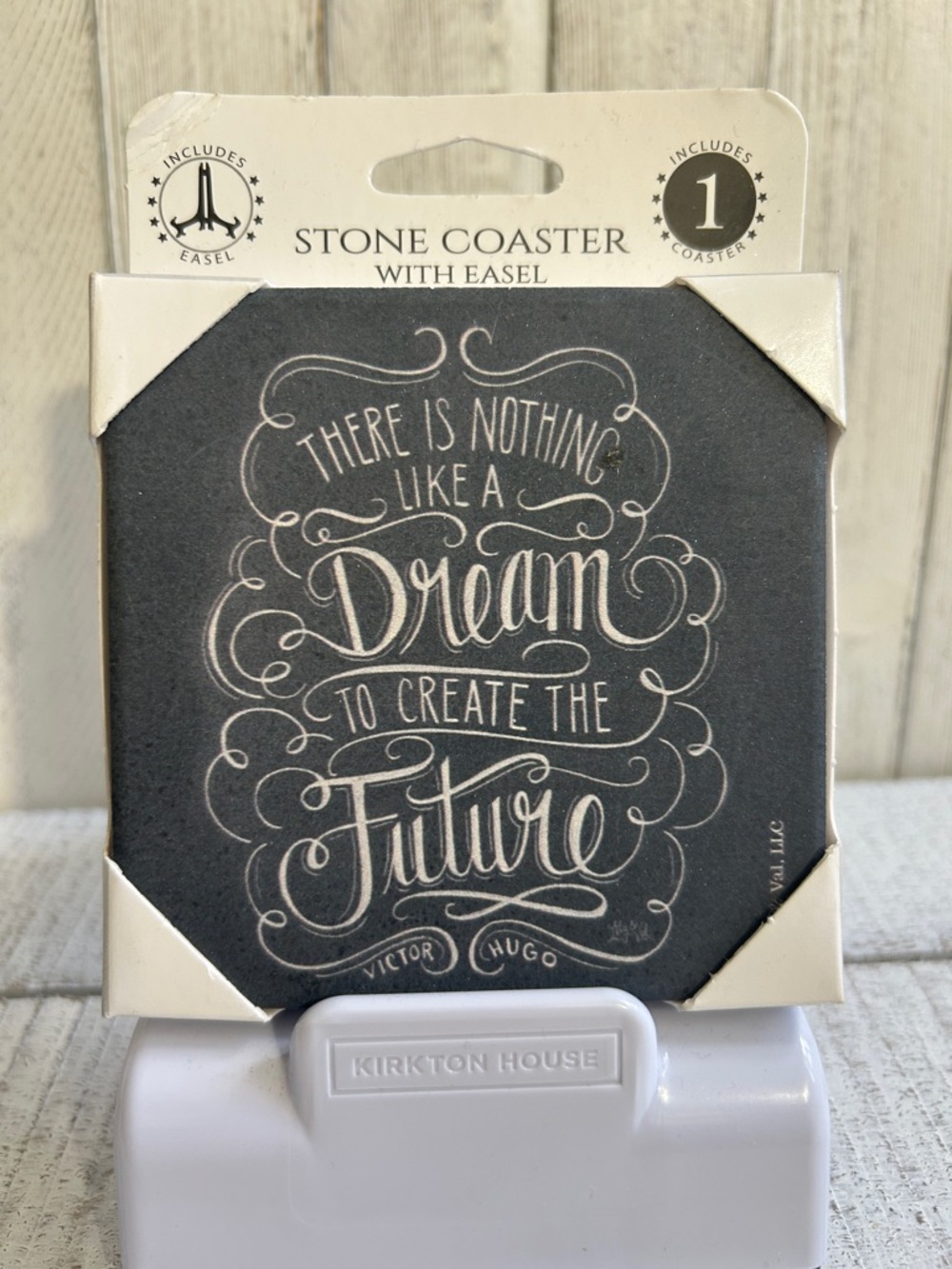 Stone Coaster Black with White Script / Inspirational / Display Option W/ Easel
